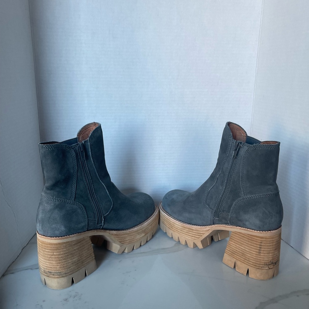 Free People Peston Chelsea Boot Suede Platform Zip Block Heel Gray Size 8 NEW - Picture 9 of 15